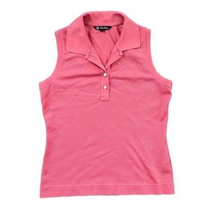 Brooks Brothers salmon pique sleeveless collared top